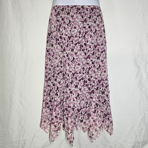 Cato Dresses & Skirts - y2k 2000s pink purple floral hankerchief hem midi skirt